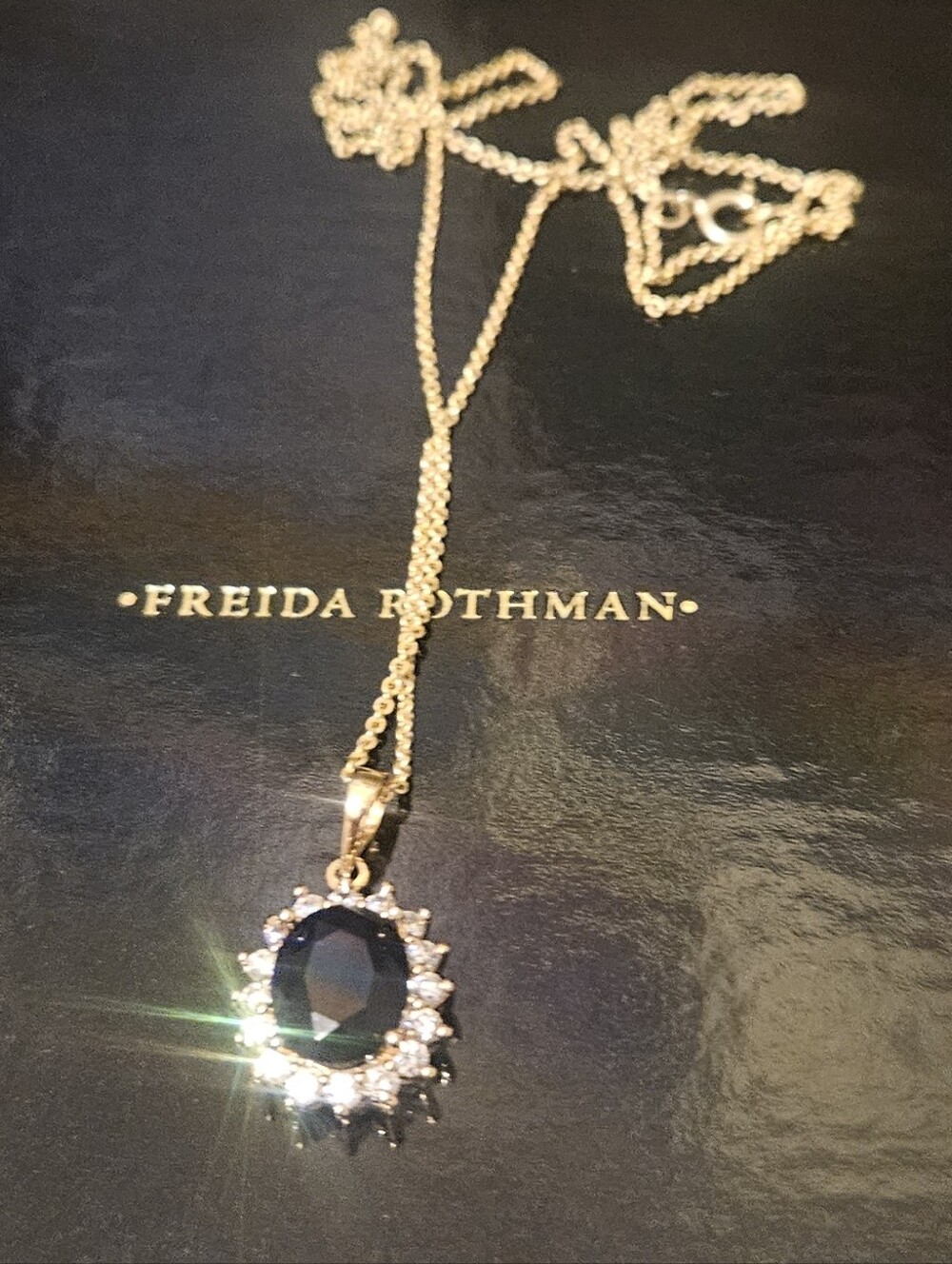 Freida Roathman Gold Necklace with Black Halo Pendant